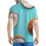 Blue Coconut Pattern Print Men's Polo Shirt