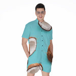 Blue Coconut Pattern Print Men's Rompers
