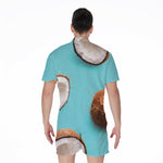 Blue Coconut Pattern Print Men's Rompers