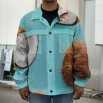 Blue Coconut Pattern Print Men's Shirt Jacket