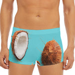 Blue Coconut Pattern Print Men's Short Boxer Briefs