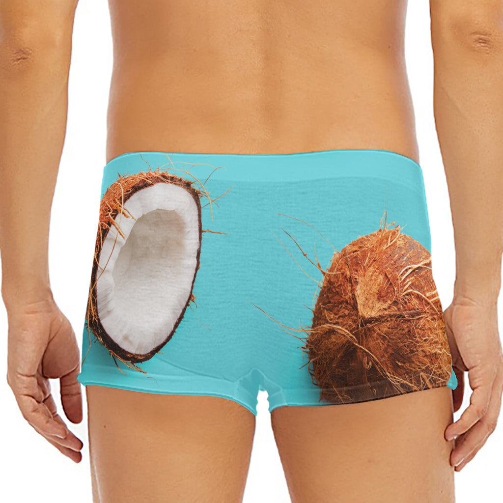 Blue Coconut Pattern Print Men's Short Boxer Briefs
