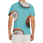 Blue Coconut Pattern Print Men's Short Sleeve Rash Guard