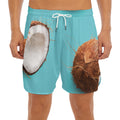 Blue Coconut Pattern Print Men's Split Running Shorts