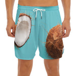 Blue Coconut Pattern Print Men's Split Running Shorts