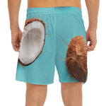 Blue Coconut Pattern Print Men's Split Running Shorts