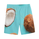 Blue Coconut Pattern Print Men's Sports Shorts