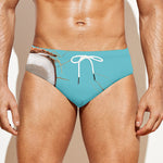 Blue Coconut Pattern Print Men's Swim Briefs