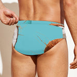Blue Coconut Pattern Print Men's Swim Briefs