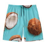 Blue Coconut Pattern Print Men's Swim Trunks