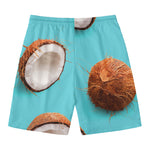 Blue Coconut Pattern Print Men's Swim Trunks
