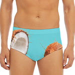 Blue Coconut Pattern Print Men's Triangle Swim Briefs