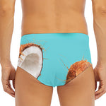 Blue Coconut Pattern Print Men's Triangle Swim Briefs