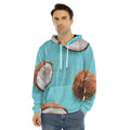 Blue Coconut Pattern Print Men's Velvet Pullover Hoodie