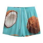 Blue Coconut Pattern Print Mesh Shorts