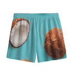 Blue Coconut Pattern Print Mesh Shorts