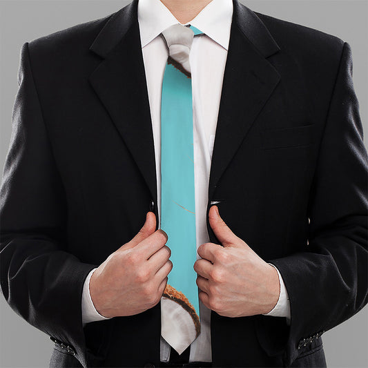 Blue Coconut Pattern Print Necktie