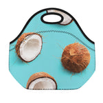 Blue Coconut Pattern Print Neoprene Lunch Bag
