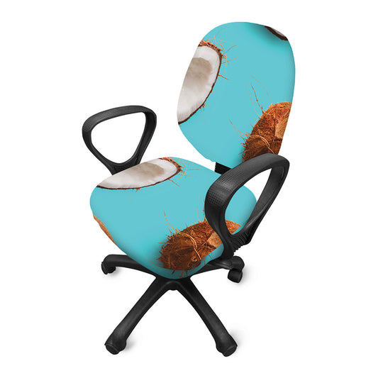 Blue Coconut Pattern Print Office Chair Cover