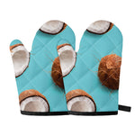Blue Coconut Pattern Print Oven Mitts