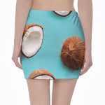Blue Coconut Pattern Print Pencil Mini Skirt