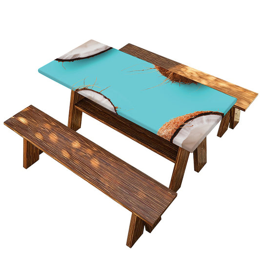 Blue Coconut Pattern Print Picnic Table Cover