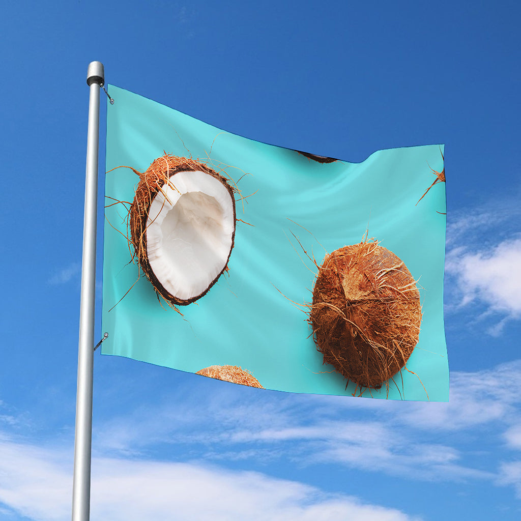 Blue Coconut Pattern Print Polyester Flag