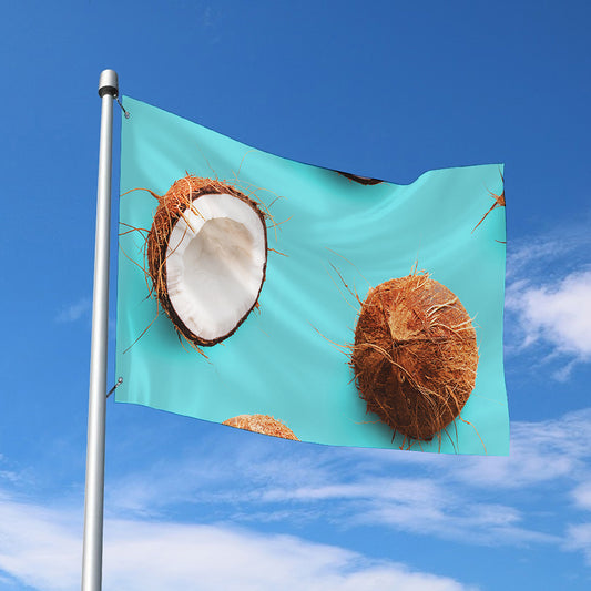 Blue Coconut Pattern Print Polyester Flag
