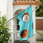 Blue Coconut Pattern Print Polyester Flag