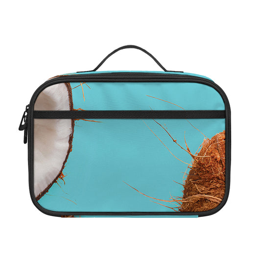 Blue Coconut Pattern Print Portable Lunch Bag