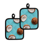 Blue Coconut Pattern Print Pot Holders