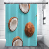 Blue Coconut Pattern Print Premium Shower Curtain