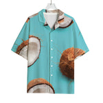 Blue Coconut Pattern Print Rayon Hawaiian Shirt