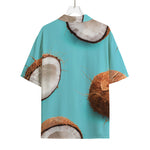 Blue Coconut Pattern Print Rayon Hawaiian Shirt