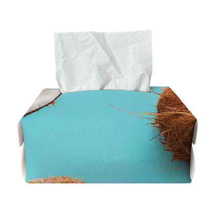 Blue Coconut Pattern Print Rectangle Tissue Box Cover