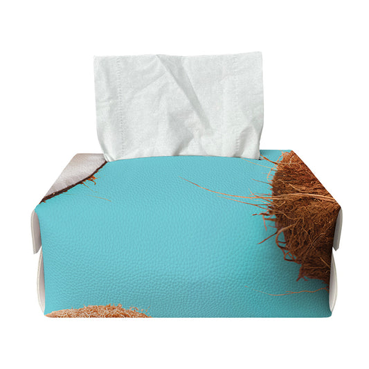 Blue Coconut Pattern Print Rectangle Tissue Box Cover