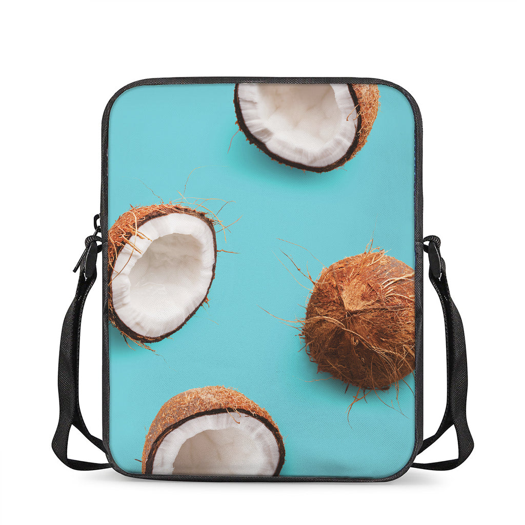 Blue Coconut Pattern Print Rectangular Crossbody Bag