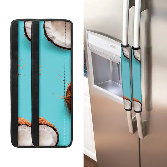 Blue Coconut Pattern Print Refrigerator Handle Covers