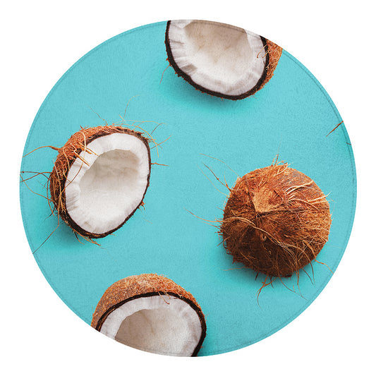 Blue Coconut Pattern Print Round Blanket