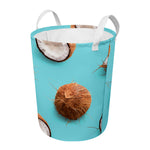 Blue Coconut Pattern Print Round Laundry Basket