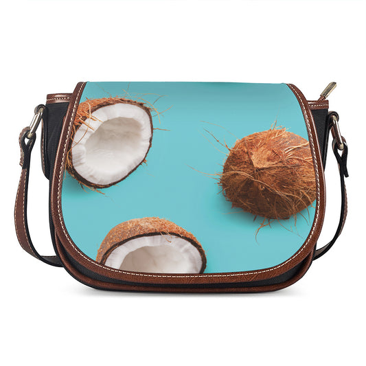 Blue Coconut Pattern Print Saddle Bag