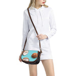 Blue Coconut Pattern Print Saddle Bag