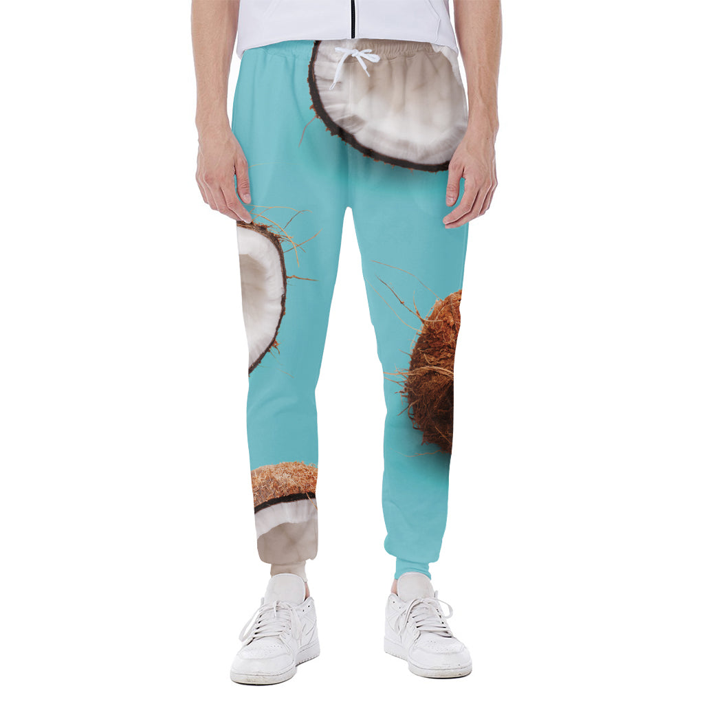 Blue Coconut Pattern Print Scuba Joggers