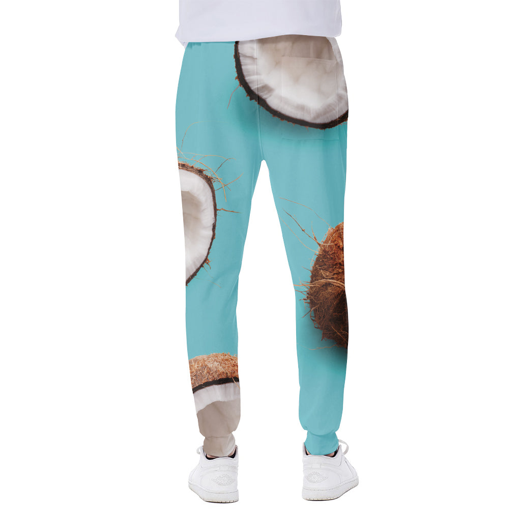 Blue Coconut Pattern Print Scuba Joggers