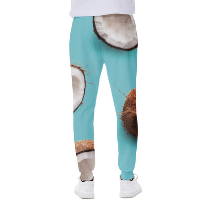 Blue Coconut Pattern Print Scuba Joggers
