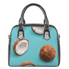 Blue Coconut Pattern Print Shoulder Handbag