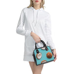 Blue Coconut Pattern Print Shoulder Handbag