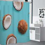 Blue Coconut Pattern Print Shower Curtain