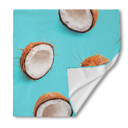 Blue Coconut Pattern Print Silk Bandana