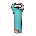 Blue Coconut Pattern Print Single Neoprene Wine Tote